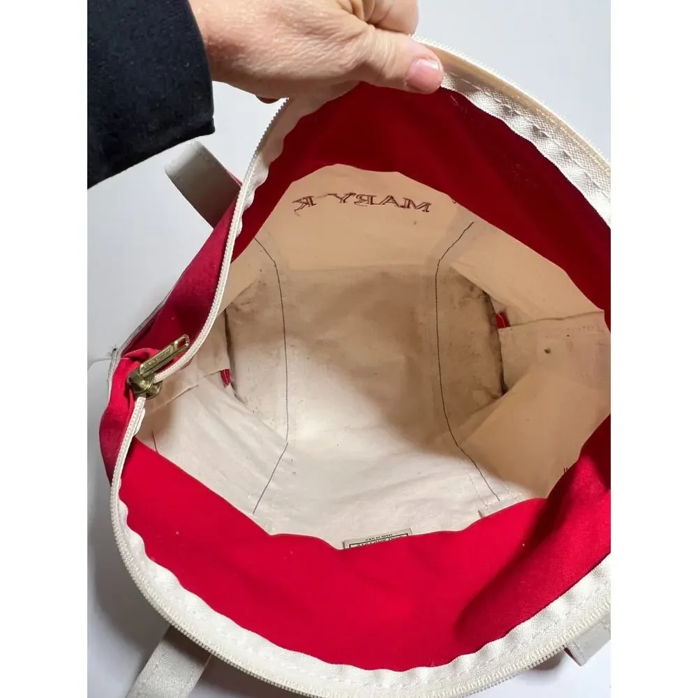 VTG LL Bean Boat & Tote Zip Top Red Canvas Bag MARY K